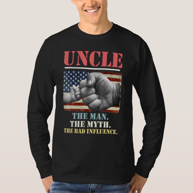 Camiseta Tio O Homem O Mito A Má Influência Americana (Frente)