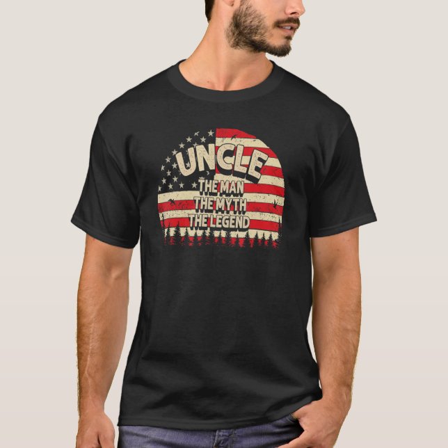 Camiseta Tio O Homem O Mito Os Homens Da Lenda Usa Bandeira (Frente)