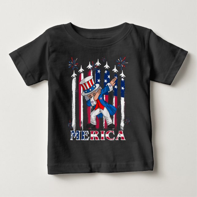 Camiseta Tio Patriótico Sam Dabbing 4 de julho (Frente)