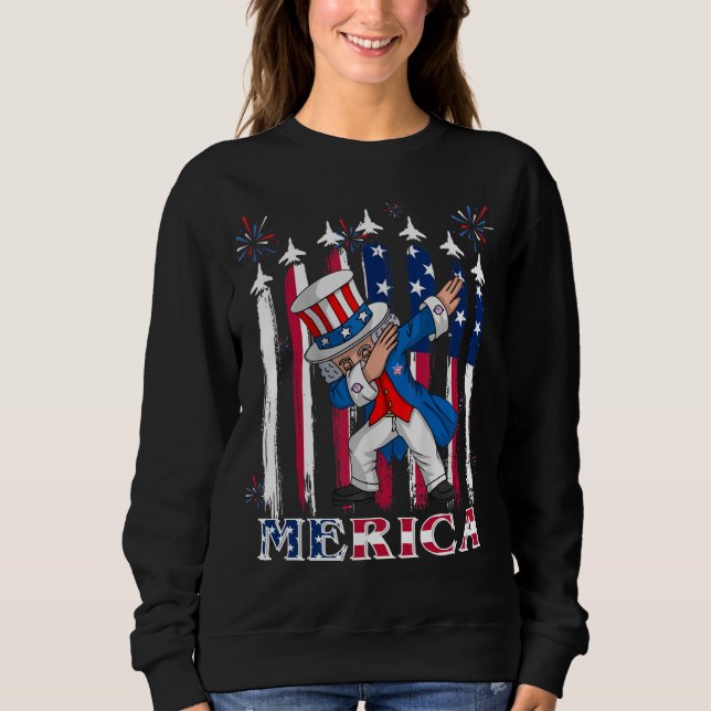 Camiseta Tio Patriótico Sam Dabbing 4 de julho (Frente)
