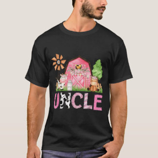 Camiseta Tio Rosa Animal de Fazenda Aniversário Crianças Co