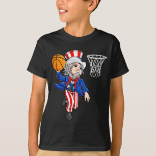 Camiseta Tio Sam 4 de julho de basquete enterrada meninos h