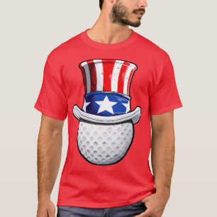 Camiseta Tio Sam American Flag Hat Golf Golfer 4º de julho