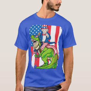 Camiseta Tio Sam Andando Dinossauro 4 De Julho T Rex Ameris