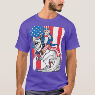 Camiseta Tio Sam Andando Dinossauro 4 De Julho T Rex Ameris