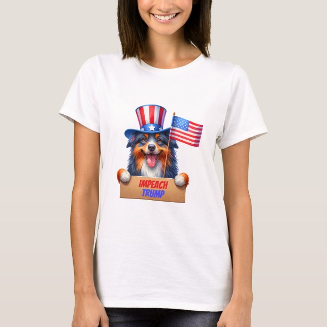 Camiseta Tio Sam Australiano Shepherd Impeach Trump (Frente)