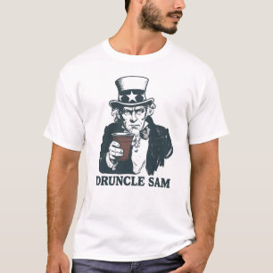 Camiseta Tio Sam Bêbado Engraçado 4 de Julho Tio Sam Bêbado