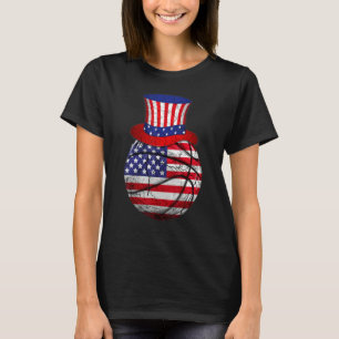 Camiseta Tio Sam de Basquete Chapéu 4 de Julho Meninos EUA 