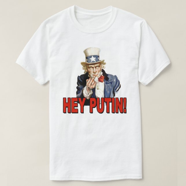 Camiseta Tio Sam Dedo do Meio Hey Putin (Frente do Design)