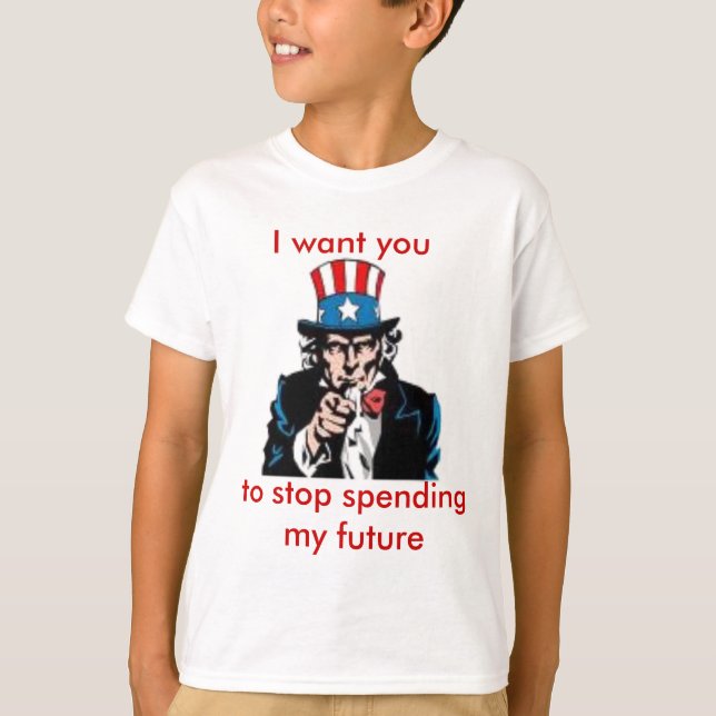 Camiseta tio Sam, eu quero-o, parar de passar meu futuro (Frente)