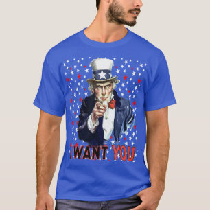 Camiseta Tio Sam Eu Quero Você Com Listras e Estrelas