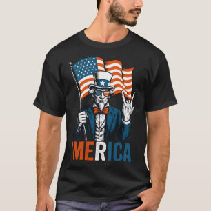 Camiseta Tio Sam Merica Rock Funny 4 De Julho Americano