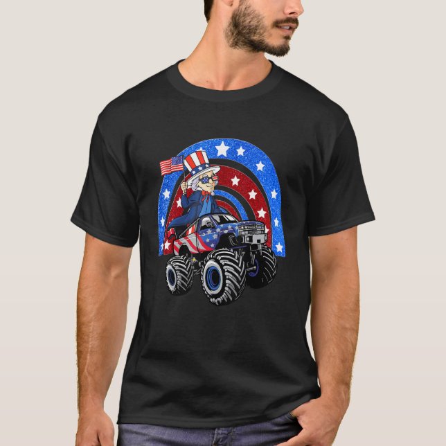 Camiseta Tio Sam Monster Caminhão 4 De Julho Merica (Frente)