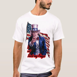 Camiseta Tio Sam patriota diz: "Não chupe meu dedo" em