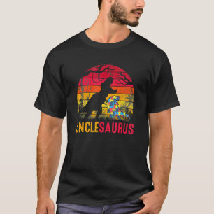 Camiseta Tio Saurus Rex Consciência do Autismo Dinossauro E