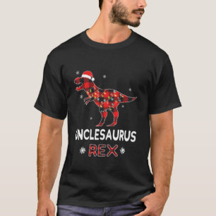 Camiseta Tio T-Rex Xadrez Vermelha Buffalo Dinossauro de Na