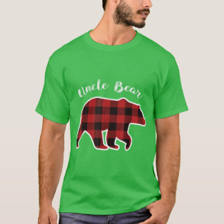 Camiseta TIO URSO Homens Vermelho Xadrez Natal Família Pija