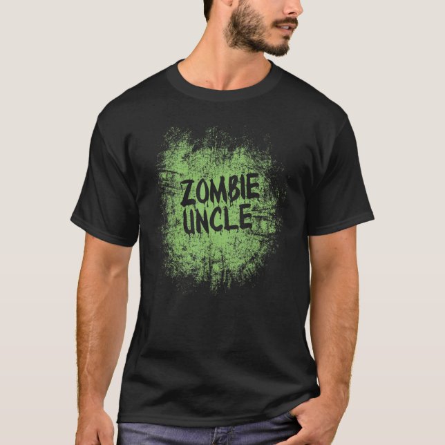 Camiseta Tio zumbi legal preguiçoso fantasia de halloween z (Frente)