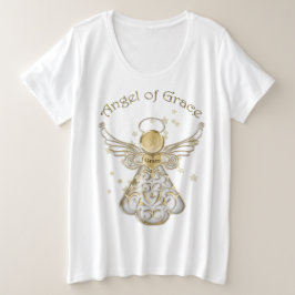 Camiseta Típica Anjo Dourado de Natal de Grace e Estrelas