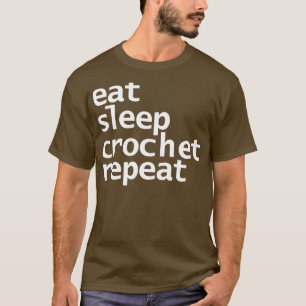 Camiseta Típica de texto branco repetida de crochet de repo