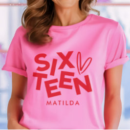 Camiseta Típica mínima vermelha moderna, 16 anos