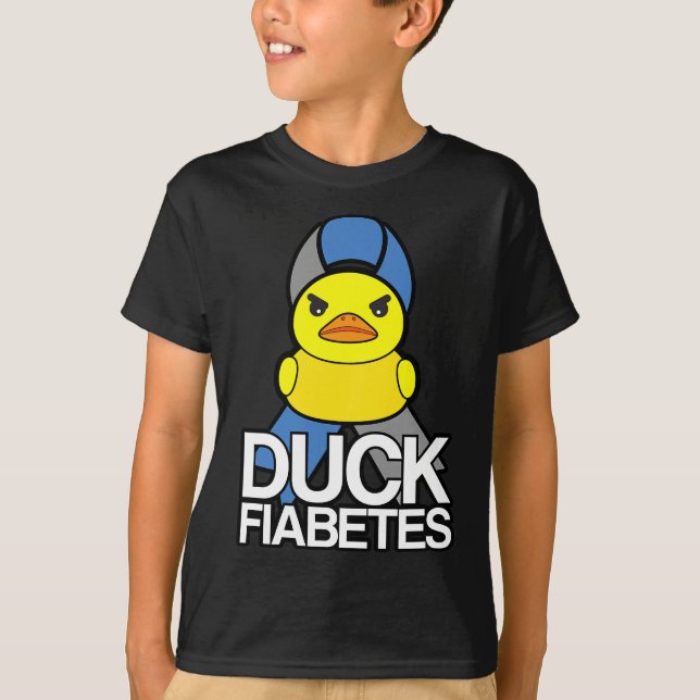 Camiseta Tipo 1 Diabetes Duck Fiabetes Sensibilização para  (Frente)
