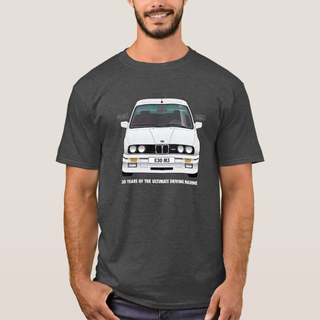 Camiseta Tipo branco (branco) do aniversário de BMW E30 M3 (Frente)