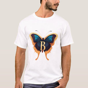 Camiseta Tipo de letra "B" em negrito elegante com borbolet