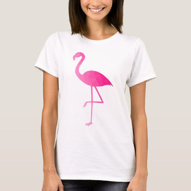 Camiseta Tipo de malha geométrica rosa-quente Flamingo (Frente)