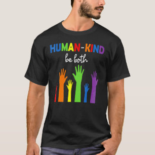 Camiseta Tipo Humano Seja Ambas As Mãos Cor Arco-Íris Orgul