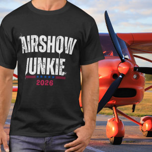 Camiseta Tipografia "AIRSHOW JUNKIE",Aviação,Ano Personaliz