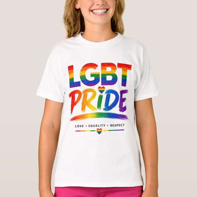 Camiseta Tipografia Arco-íris do Orgulho LGBT (Frente)