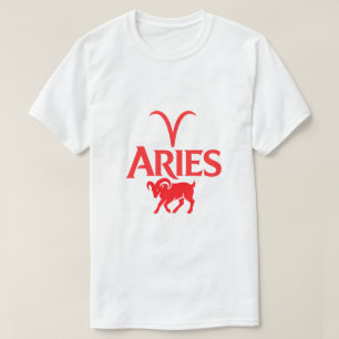 Camiseta Tipografia Áries Minimalista Zodíaco Vermelho Gráf