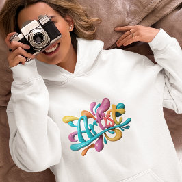 Camiseta Tipografia Artista Colorida, Moderna, Na moda