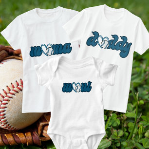 Camiseta Tipografia Azul Família Correspondente de Beisebol