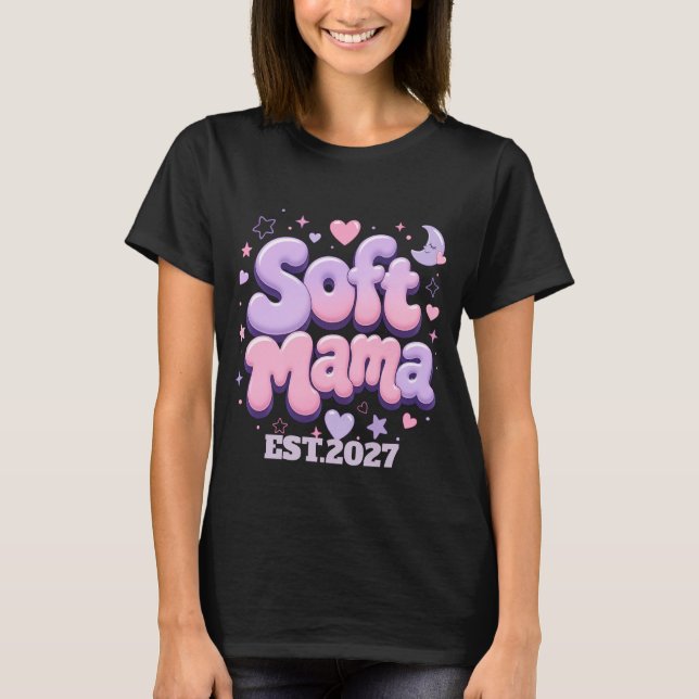Camiseta Tipografia Bolha Retro Mamãe Soft  (Frente)