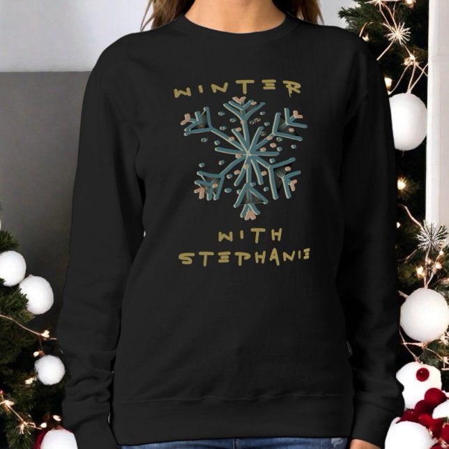 Camiseta Tipografia bonita floco de neve de inverno simples (Criador carregado)