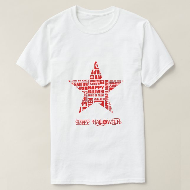 Camiseta Tipografia Branca Legal Personalizada do Halloween (Frente do Design)