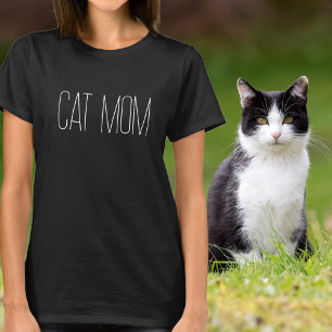 Camiseta Tipografia Branca Minimalista de Mãe de Gato