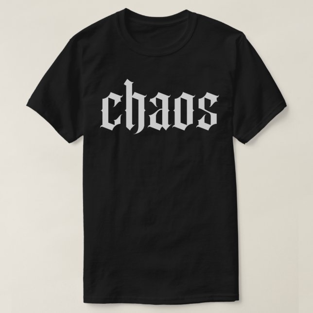 Camiseta tipografia caos-gótica (Frente do Design)