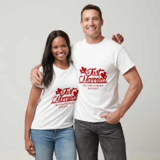 Camiseta Tipografia Casal Recém-Casados Nome Personalizado 
