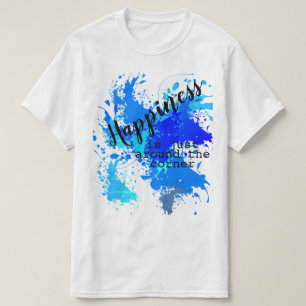 Camiseta Tipografia com Felicidade na Abertura de Cor