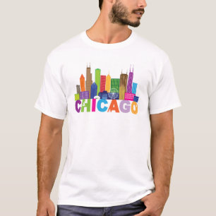 Camiseta Tipografia da skyline da cidade de Chicago