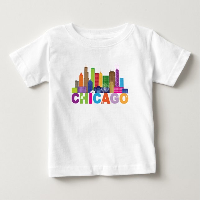 Camiseta Tipografia da skyline da cidade de Chicago (Frente)