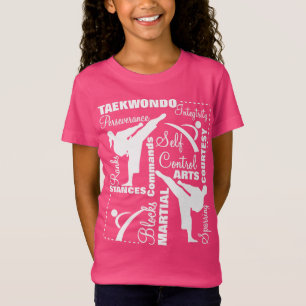 Camiseta Tipografia da Terminologia das Artes Marciais Taek