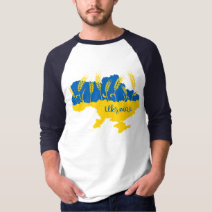 Camiseta Tipografia da Ucrânia e orelha de trigo com pavilh