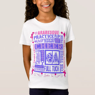 Camiseta Tipografia das Meninas Cheerhead em rosa e roxo T