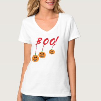 Camiseta Tipografia de Abóboras Penduradas de Halloween BOO