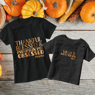Camiseta Tipografia de Ação de Graças da Torta Doce da Mamã