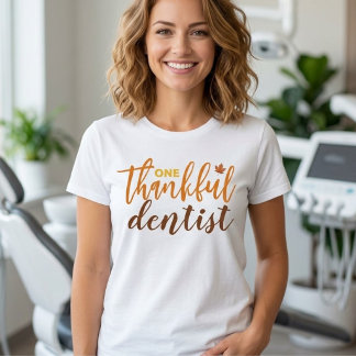 Camiseta Tipografia de Ação de Graças de Um Dentista Grato